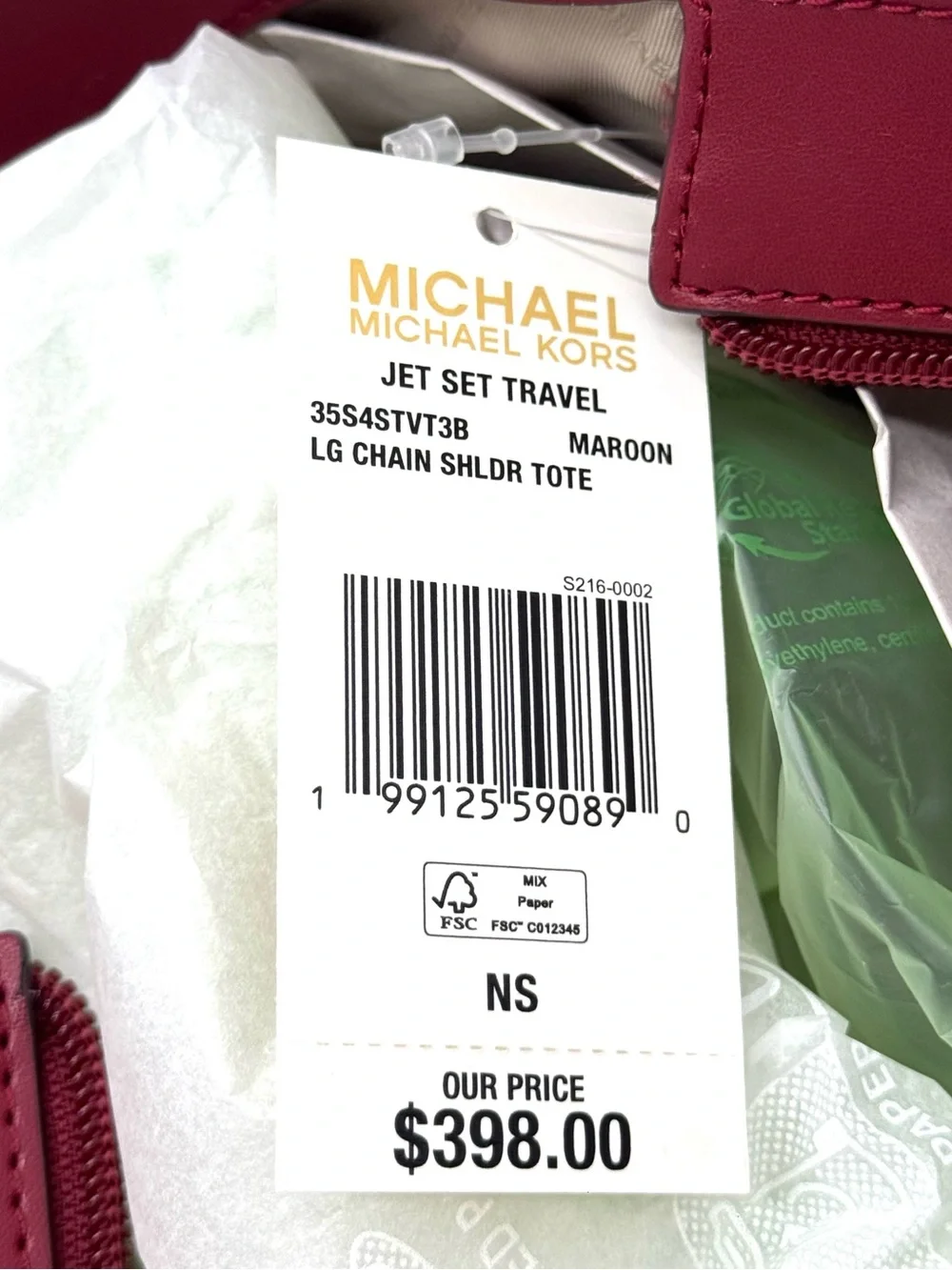 Michael Kors Jet Set Large Signature Logo Shoulder Bag - Maroon
